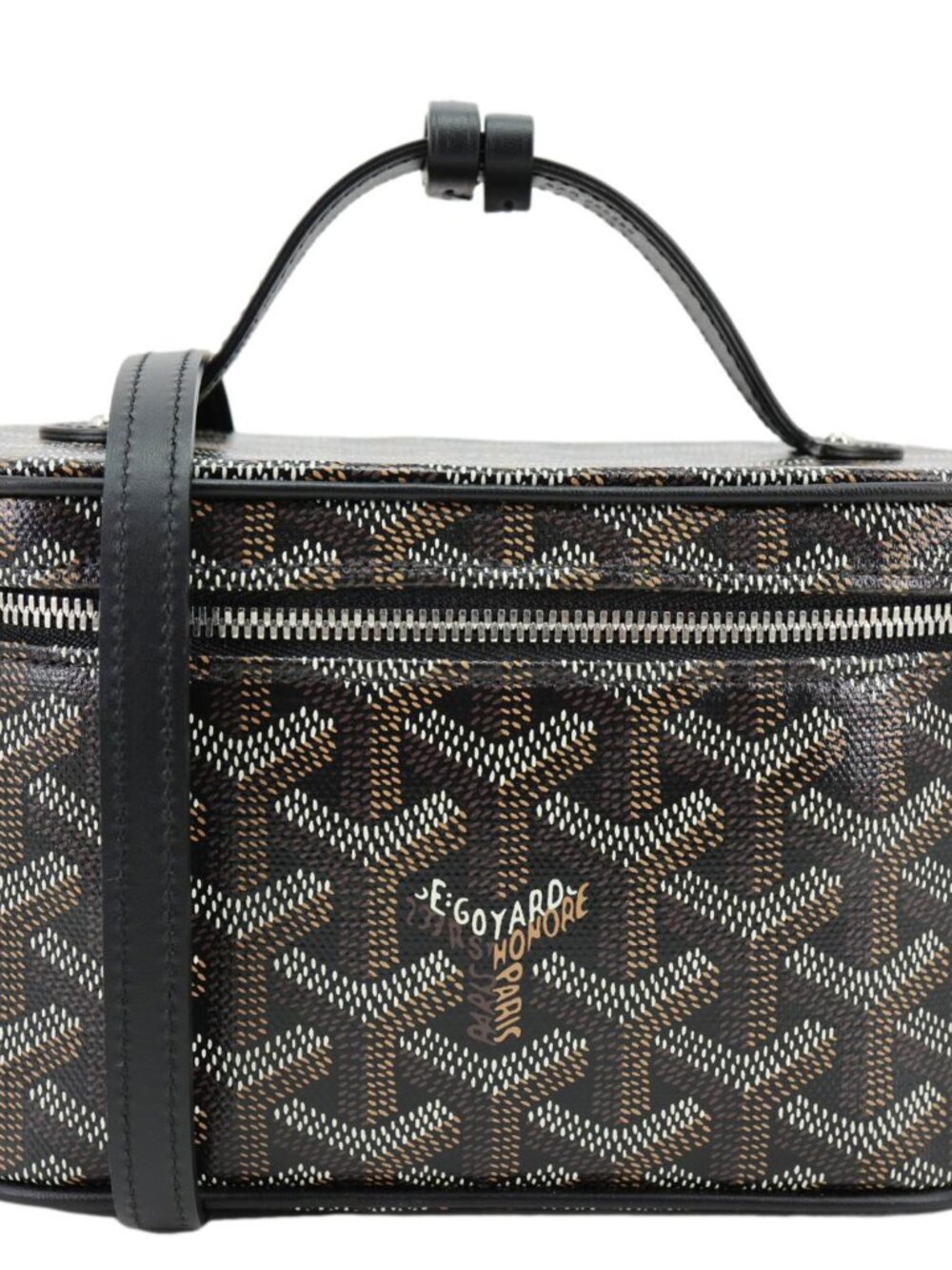 Goyard Muse Vanity Case Mini Monogram Chevron Canvas Shoulder Bag Black